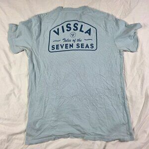 Vissla Tales of the Seven Seas Mens Size Large Blue Pocket T Shirt Casual Walk